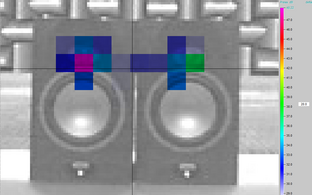 Bad resolution, 15 pixels, of the acoustic map, Lp=89 dB