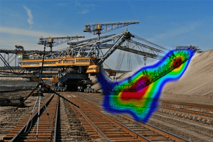 Result of measurement with software NoiseImage Result of sound localisation with software NoiseImage at stripe mining excavator