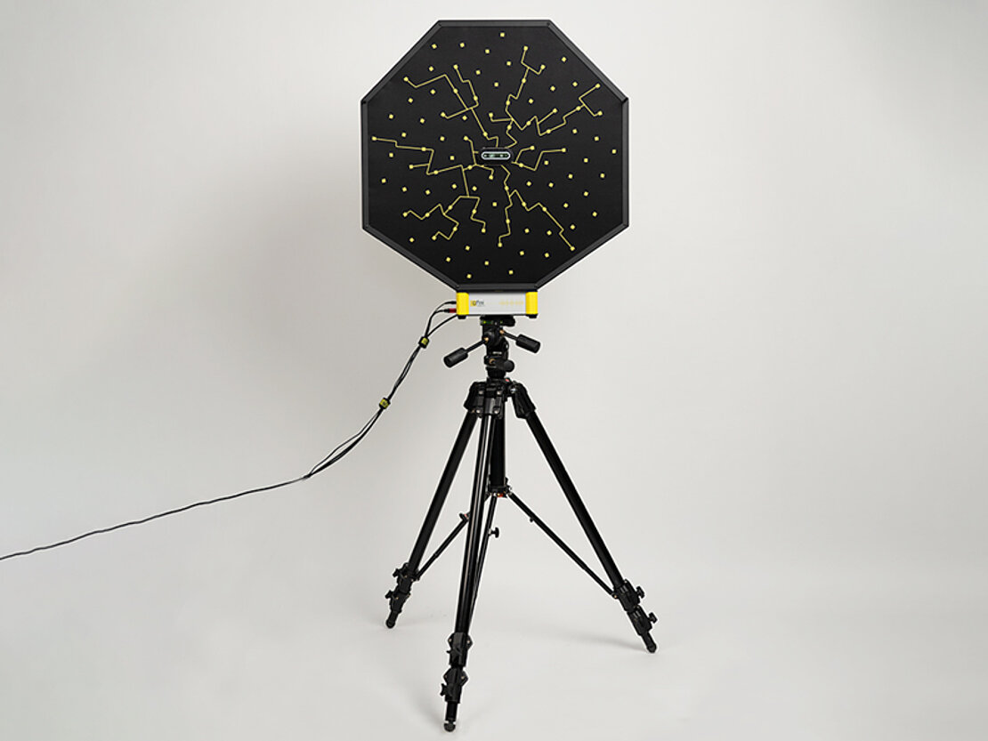 all-in-one soundcam octagon mounted on a tripod