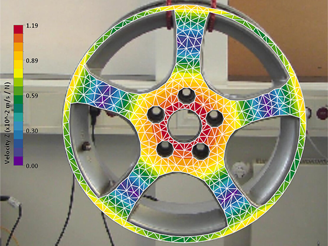 Modalanalyse Aluminium-Autofelge, Eigenschwingungsform bei 1215 Hz