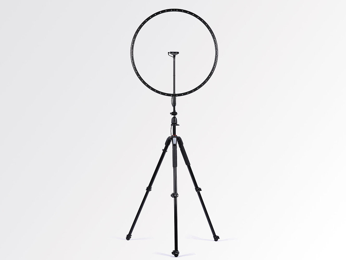 Microphone array Ring48 on a tripod