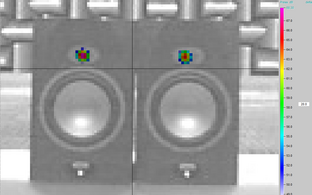 Low resolution, 100 pixels, of the acoustic map, Lp = 68.3 dB