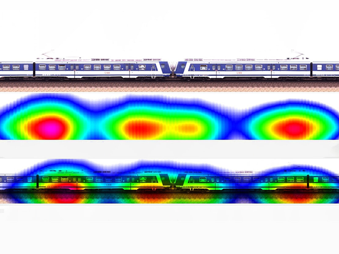 Results of a passby measurement of a train with analyse software NoiseImage