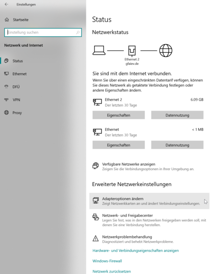 Abb. 1: Netzwerkstatus netzwerkstatus