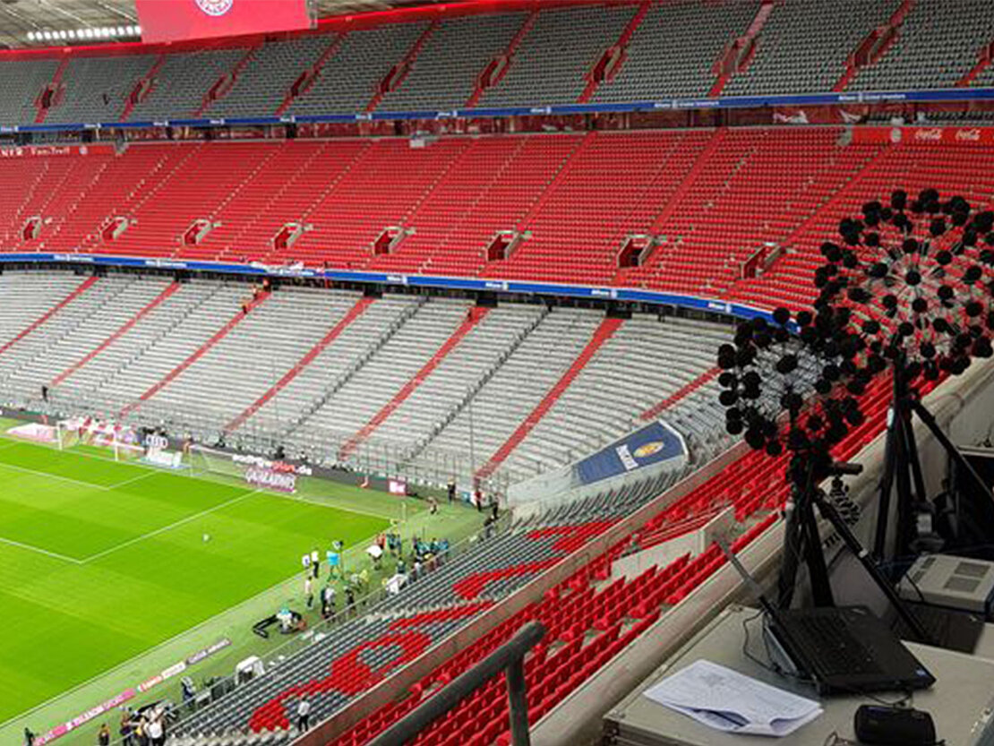 Sound localization in football stadium with Acoustic Camera Sphere