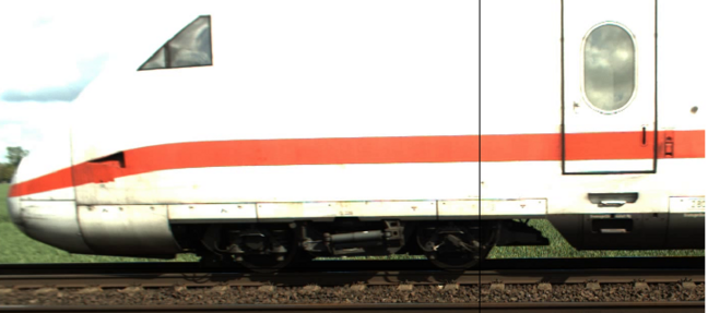 Abb. 2: Aufnahme mit Global Shutter (Baumer VLG-22C ), Tür ist nicht verzerrt Global Shutter - keine Verzerrung