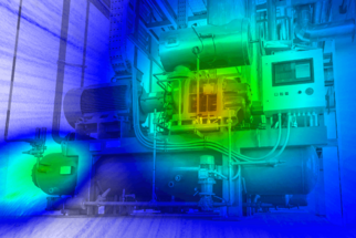 Abb. 2: Akustische Karte mit HDR<br />Dynamik 60 dB, Fokus 2 m, original 1 m HDR<br /> Dynamik 60 dB, Fokus 2 m, original 1 m