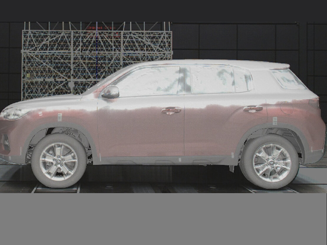 Car in a wind tunnel