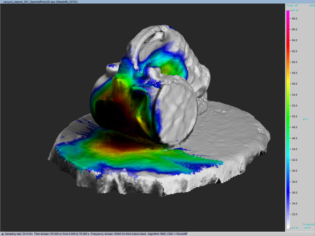 Acoustic spectral photo 3D in the third octave of 10 kHz 