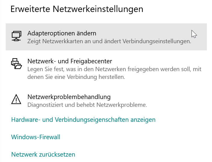 Abb. 2: Adapteroptionen