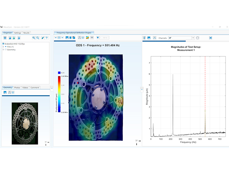 Vibration analysis of a brake with WaveCam